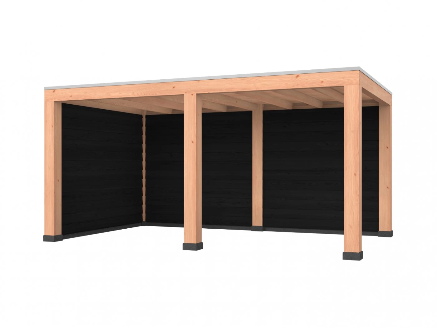 Douglas overkapping, 500 x 300, met achterwand en zijwand, Westwood Robuust zwart - Afbeelding 1